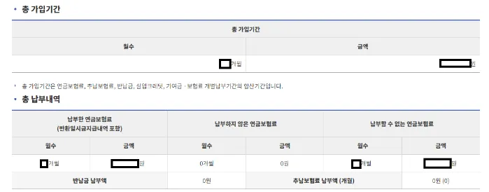 국민연금 납부액 조회 납부기간 조회 이미지